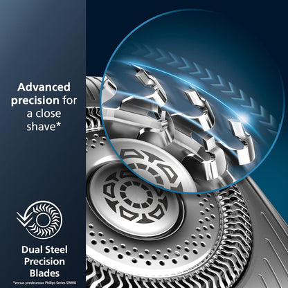 Philips Norelco 9500 Rechargeable Wet & Dry Electric Shaver with Quick Clean, Travel Case, Pop up Trimmer, S9985/84, Black