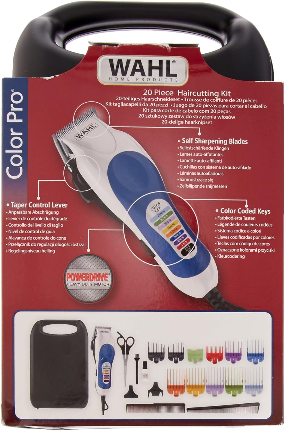 Wahl 79400 Color Coded Pro 20 Piece Haircutting Kit, 220 Volts