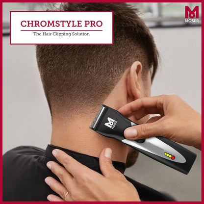Moser ChromStyle Professional Cordless Hair Clipper (Made in Germany) | 90 Min Operation and 60min Quick Charge | Adjustable Cutting Length | Quick Change Blade (1871-0181)