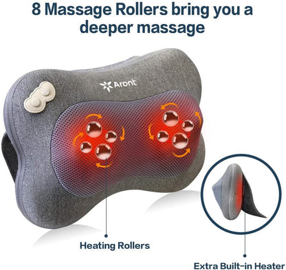 Rotai Cordless Shiatsu Neck Pillow with 8 Deep-Kneading Massage Nodes – Portable, Rechargeable & Ergonomic