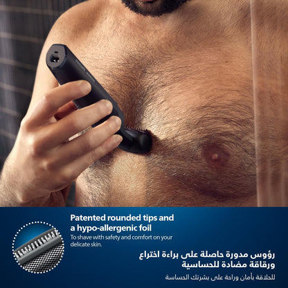 Philips Bodygroom BG3027/03 | Showerproof Groin & Body Trimmer | Body Shaver, 3-Length Combs | 60min Cordless, Skin Protection, Ergonomic Grip