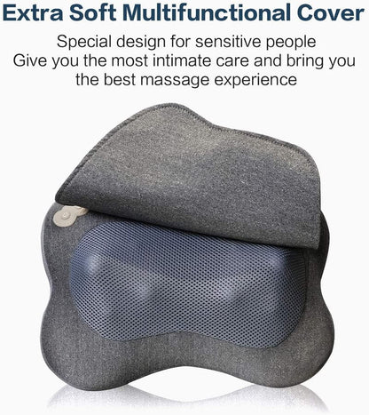 Rotai Cordless Shiatsu Neck Pillow with 8 Deep-Kneading Massage Nodes – Portable, Rechargeable & Ergonomic