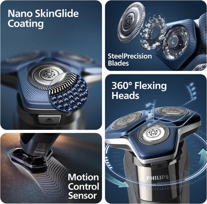 Philips Shaver Series 7000 - Wet & Dry Mens Electric Shaver with SkinIQ Technology, Pop-up Trimmer, Charging Stand, Travel Case and Cleaning Brush (Model S7887/35)