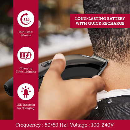 Moser NEO Professional Cordless Hair Clipper for Men (Made in Germany) | Magic Blade Technology | 90-Min Operation Time | Quick Charge with LED Charging Indicator (1886-0151)