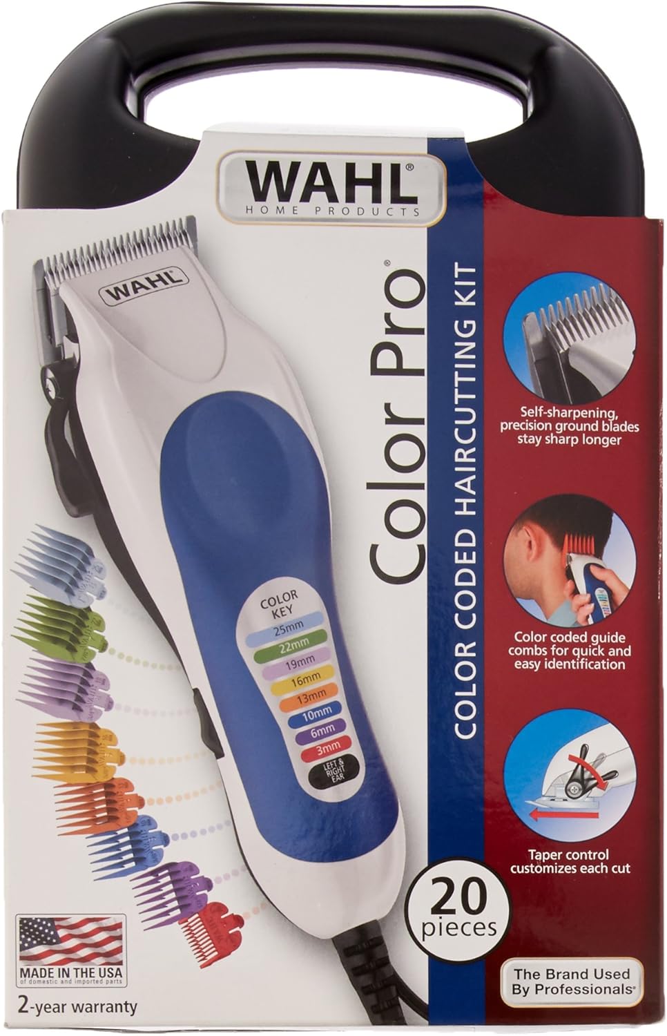 Wahl 79400 Color Coded Pro 20 Piece Haircutting Kit, 220 Volts