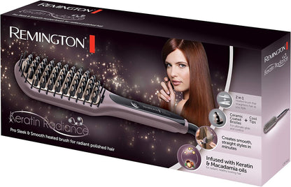 Remington Keratin Radiance Sleek And Smooth Heated Brush RECB 7401, Brown