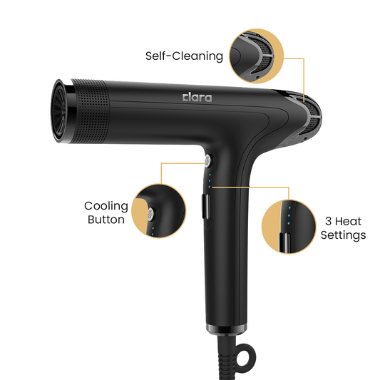 2000W Professional Ionic Hair Dryer with Self-Cleaning, Auto-Save, Diffuser & Concentrator for Fast Drying & Frizz-Free Styling