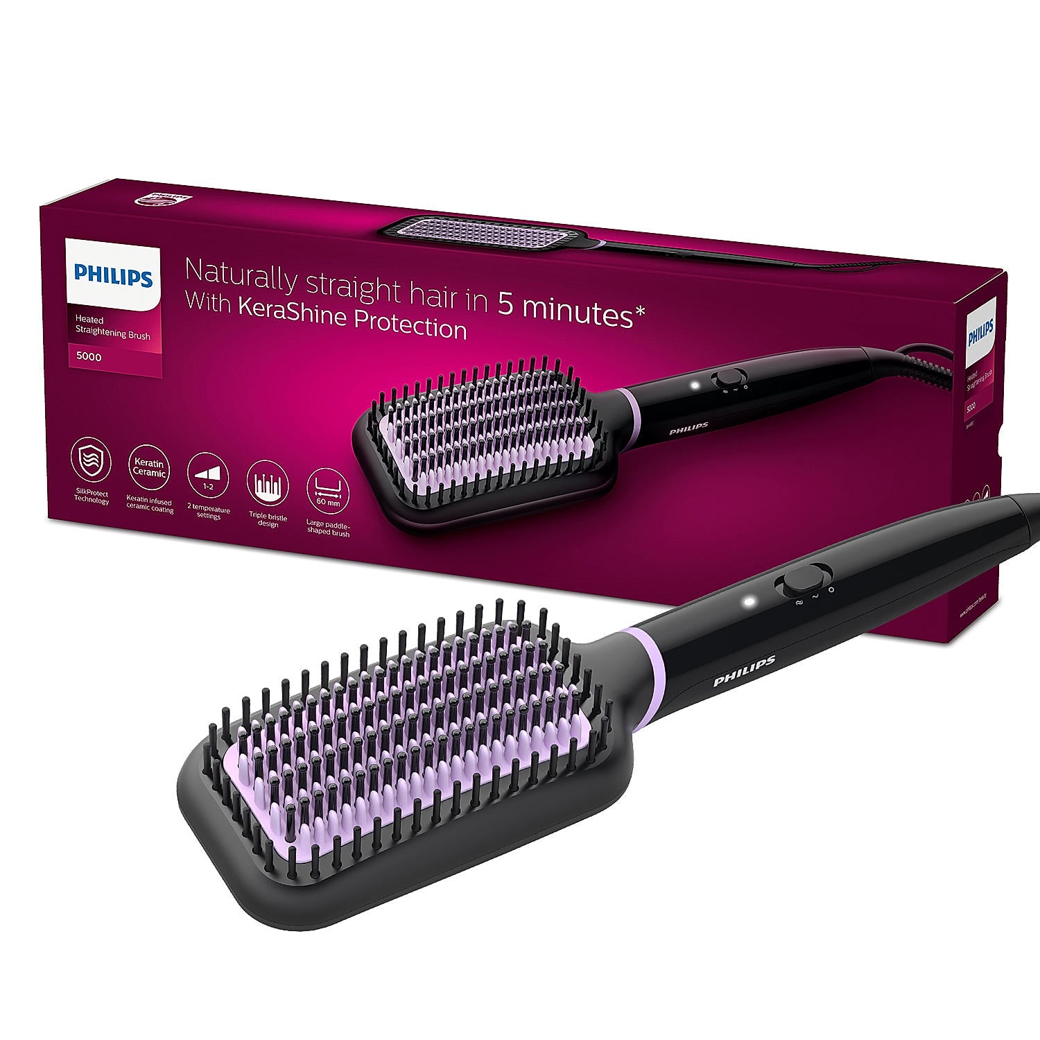 PHILIPS Bhh880, Auto Curler & Heated Straightening Brush, Style Care, BLACK