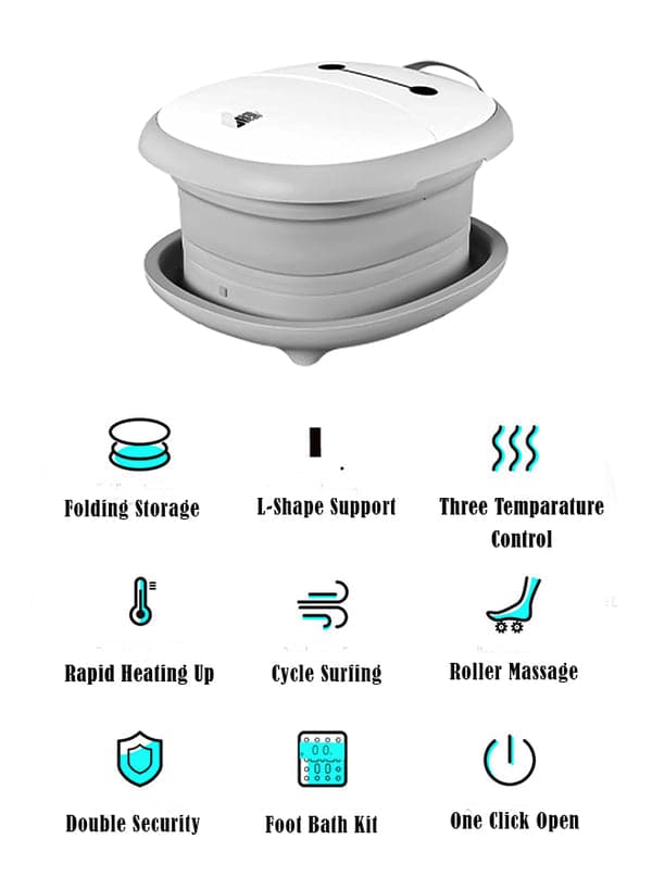 Rotai F01 Foldable Foot Spa Bucket – Portable Heated Foot Bath with Roller Massage & 3-Level Temperature Control