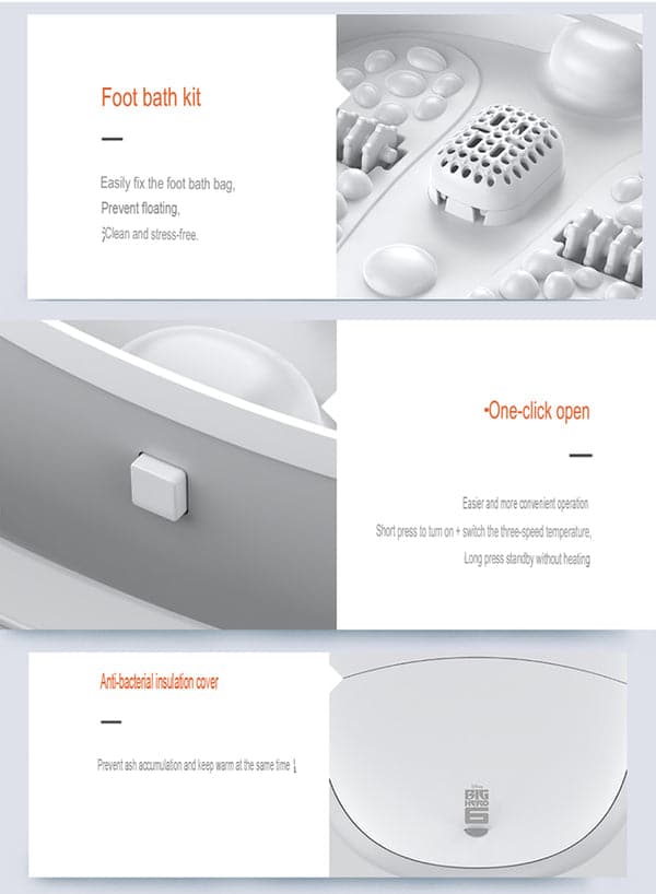 Rotai F01 Foldable Foot Spa Bucket – Portable Heated Foot Bath with Roller Massage & 3-Level Temperature Control