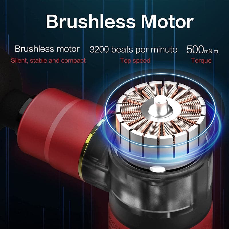 Rotai Iron Man Pocket Massage Gun – Portable Deep Tissue Massager with 4 Speed Settings, 4 Heads, 7-Hour Battery, Quiet Brushless Motor & Travel Pouch