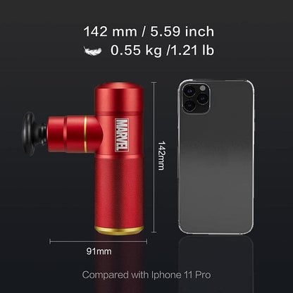 Rotai Iron Man Pocket Massage Gun – Portable Deep Tissue Massager with 4 Speed Settings, 4 Heads, 7-Hour Battery, Quiet Brushless Motor & Travel Pouch