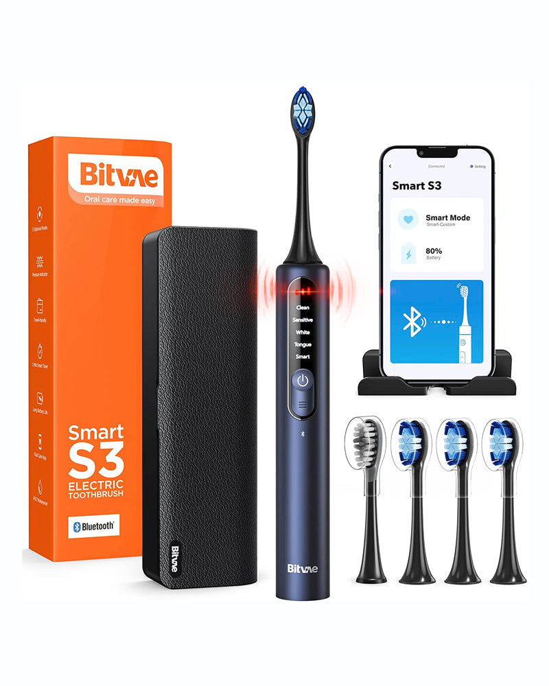 Bitvae Smart S3 Sonic Electric Toothbrush, 180-Day Battery Life, Travel Case