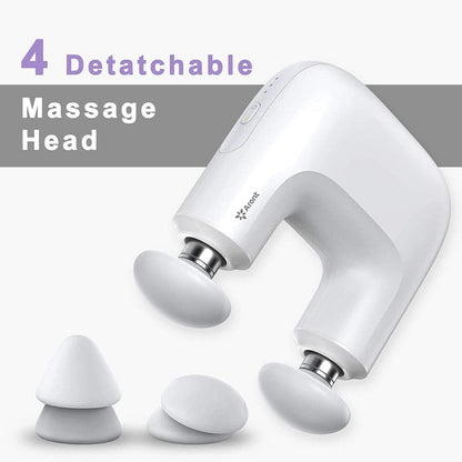 Rotai SX301 Mini Double Head Massage Gun – Portable Deep Tissue Massager with 4 Heads, Quiet Brushless Motor & USB-C Rechargeable Battery