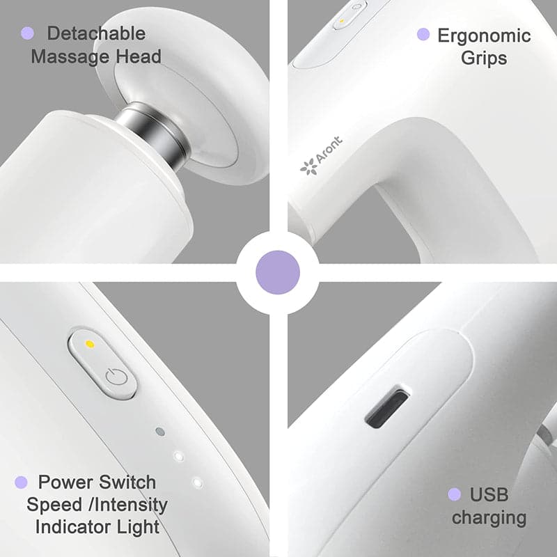 Rotai SX301 Mini Double Head Massage Gun – Portable Deep Tissue Massager with 4 Heads, Quiet Brushless Motor & USB-C Rechargeable Battery