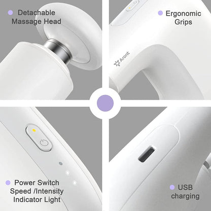 Rotai SX301 Mini Double Head Massage Gun – Portable Deep Tissue Massager with 4 Heads, Quiet Brushless Motor & USB-C Rechargeable Battery