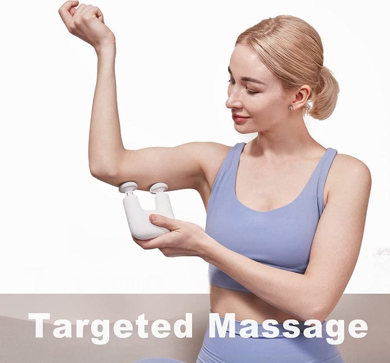 Rotai SX301 Mini Double Head Massage Gun – Portable Deep Tissue Massager with 4 Heads, Quiet Brushless Motor & USB-C Rechargeable Battery