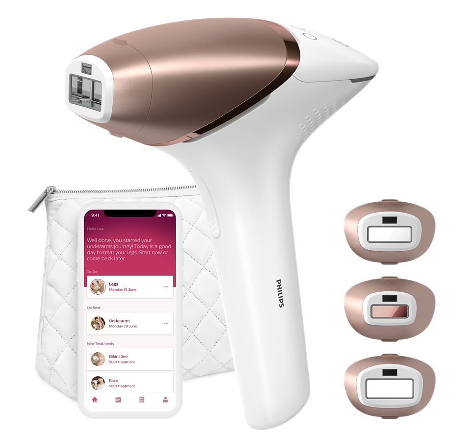 Philips Lumea IPL 9000 Series BRI955/60 – Cordless Hair Removal Device for Women with SenseIQ, SmartSkin Sensor & 3 Attachments for Face, Body & Bikini