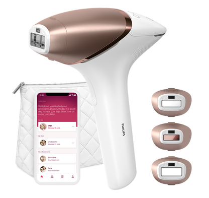 Philips Lumea IPL 9000 Series BRI955/60 – Cordless Hair Removal Device for Women with SenseIQ, SmartSkin Sensor & 3 Attachments for Face, Body & Bikini