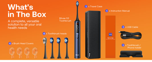 Bitvae Smart S3 Sonic Electric Toothbrush, 180-Day Battery Life, Travel Case