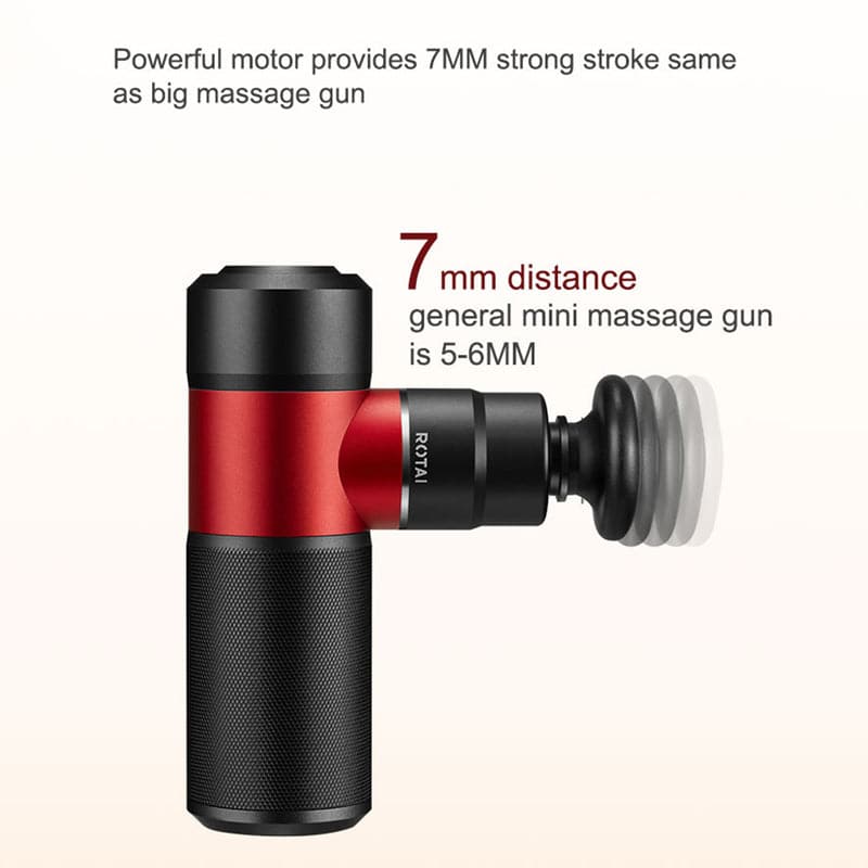 Rotai Iron Man Pocket Massage Gun – Portable Deep Tissue Massager with 4 Speed Settings, 4 Heads, 7-Hour Battery, Quiet Brushless Motor & Travel Pouch