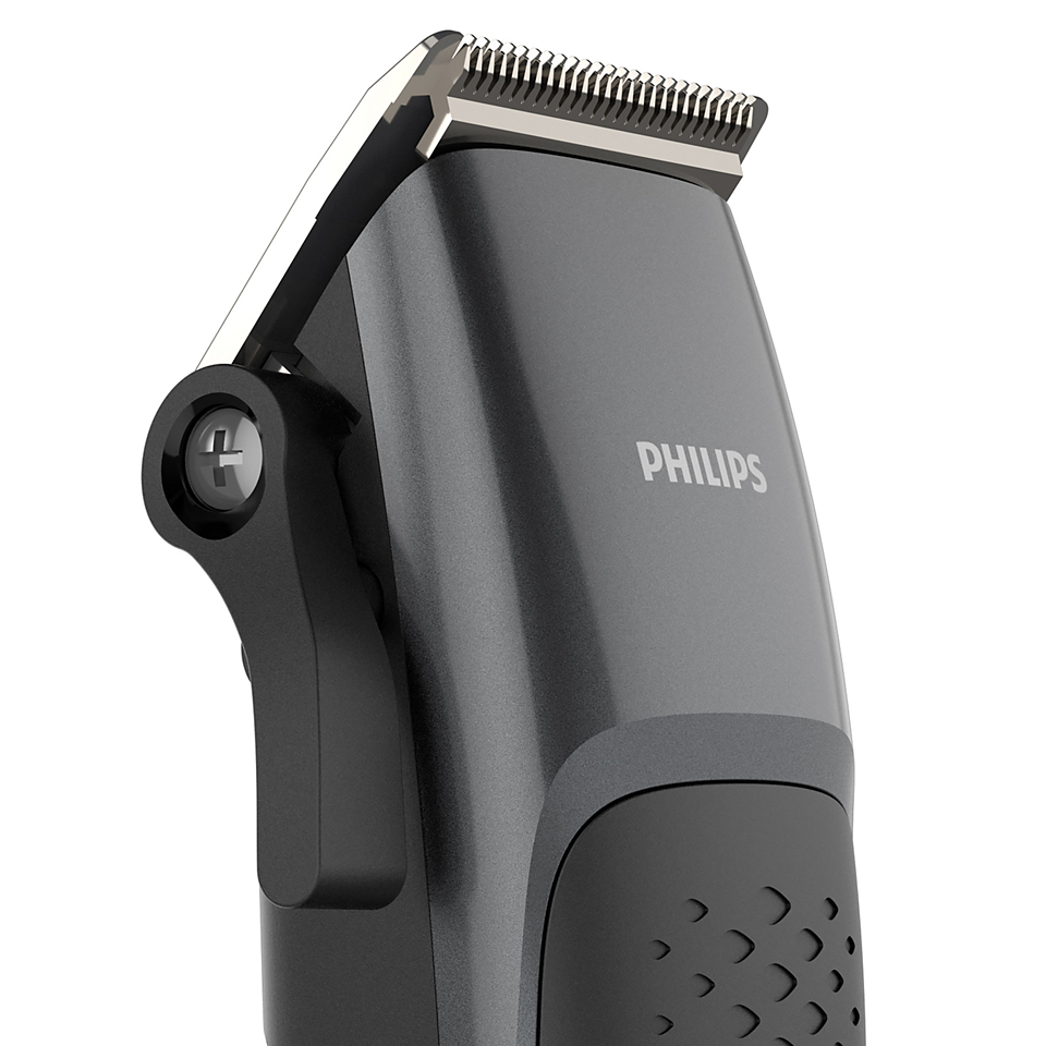 Philips Hair Clipper HC3100 – Professional Hair & Beard Trimmer for Men with Stainless Steel Blades, 13 Adjustable Length Settings & 2.4m Cord – Black/Grey