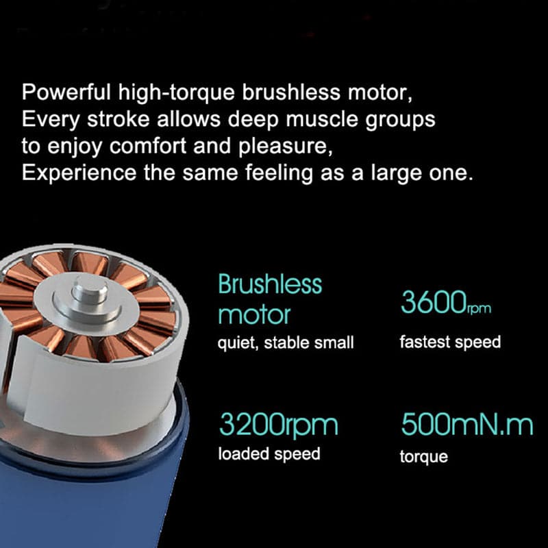 Rotai Iron Man Pocket Massage Gun – Portable Deep Tissue Massager with 4 Speed Settings, 4 Heads, 7-Hour Battery, Quiet Brushless Motor & Travel Pouch