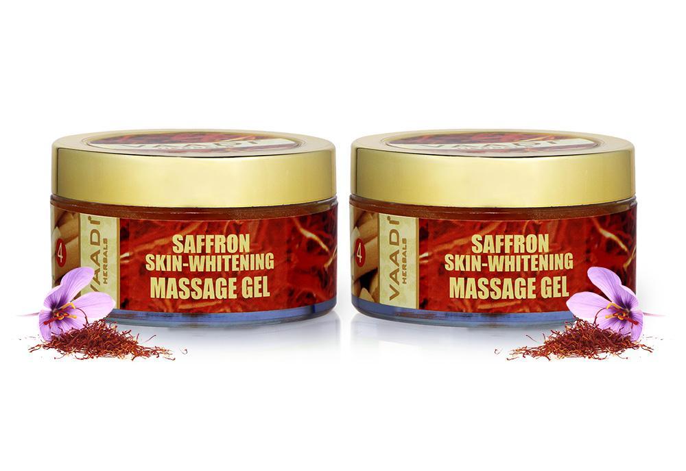 Organic Saffron Massage Gel with Basil Oil & Shea Butter - Improves Complexion (2 x 50 gms/2 oz) base Vaadi Organics UAE 