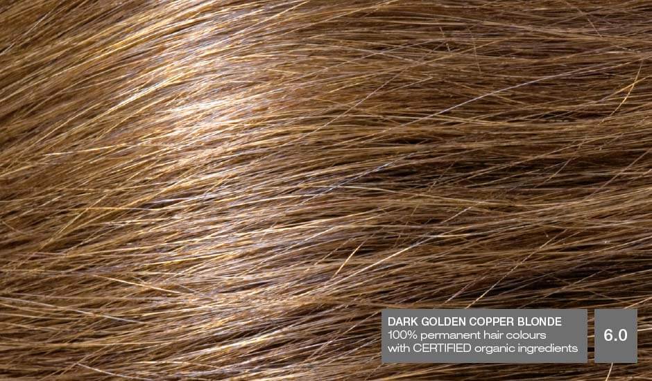 Dark Golden Copper Blonde 6.0 Hair Colour with Natural Ingredients base Naturigin 