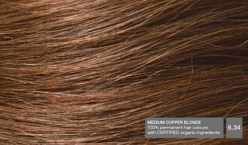 Medium Copper Blonde 6.34 Hair Colour with Natural Ingredients base Naturigin 