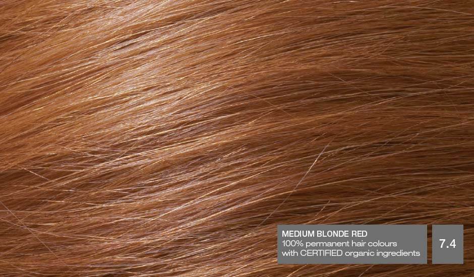 Medium Blonde Red 7.4 Hair Colour with Natural Ingredients base Naturigin 