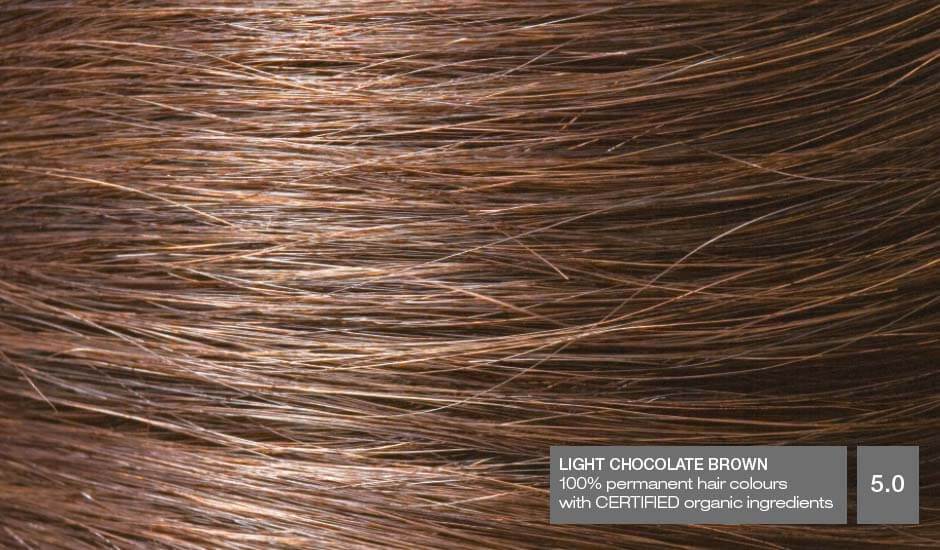 Light Chocolate Brown 5.0 Hair Colour with Natural Ingredients base Naturigin 