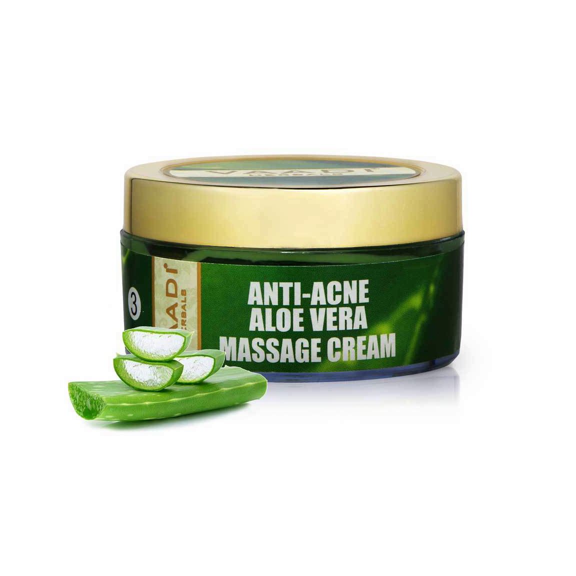 Anti Acne Organic Aloe Vera Massage Cream - Removes Skin Impurities - Keeps Skin Soft (50 gms/ 2 oz) Vaadi Organics UAE 