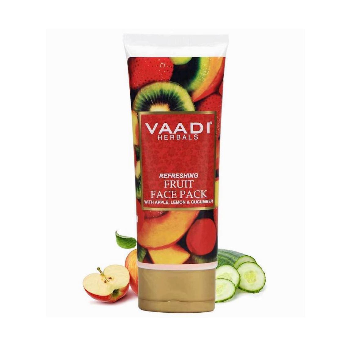 Refreshing Organic Fruit Face Pack with Apple, Lemon & Cucumber - Protects & Revitalizes Skin (120 gms/ 4.3 oz) Vaadi Organics UAE 