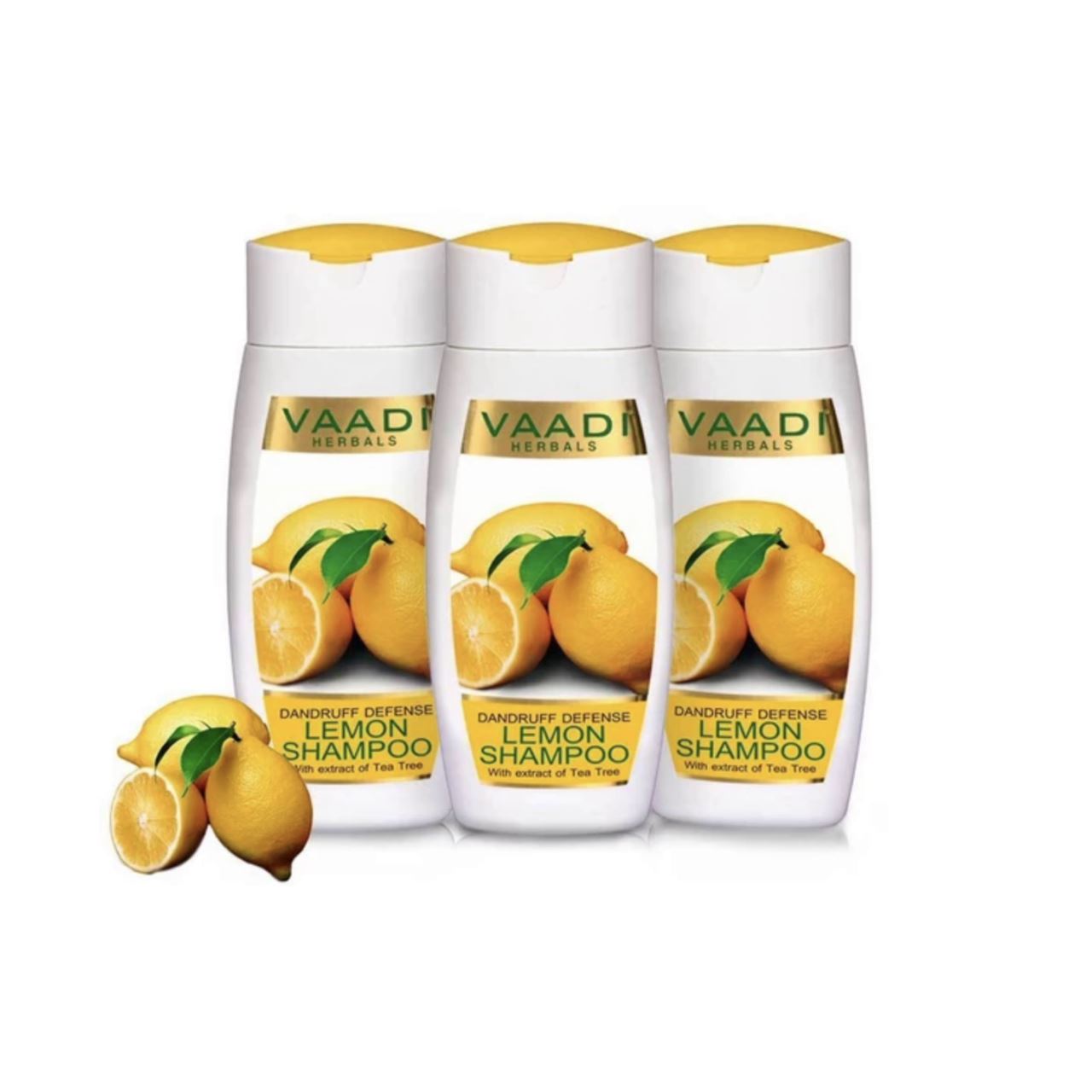 Dandruff Defense Organic Lemon Shampoo with Tea Tree Extract (3 x 110 ml/ 4 fl oz) base Vaadi Organics UAE 