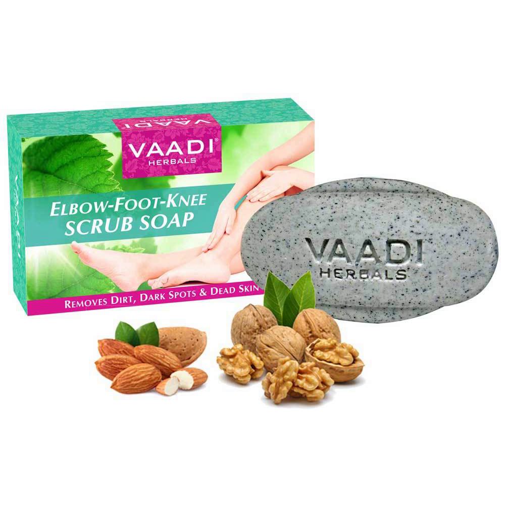 Organic Elbow Foot Knee Scrub Soap with Almond & Walnut - Removes Dead Skin (75 gms / 2.7 oz) base Vaadi Organics UAE 