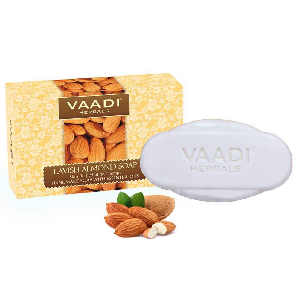 Rehydrating Organic Lavish Almond Soap with Honey & Aloe Vera - Improves Complexion (75 gms/2.7 oz) base Vaadi Organics UAE 