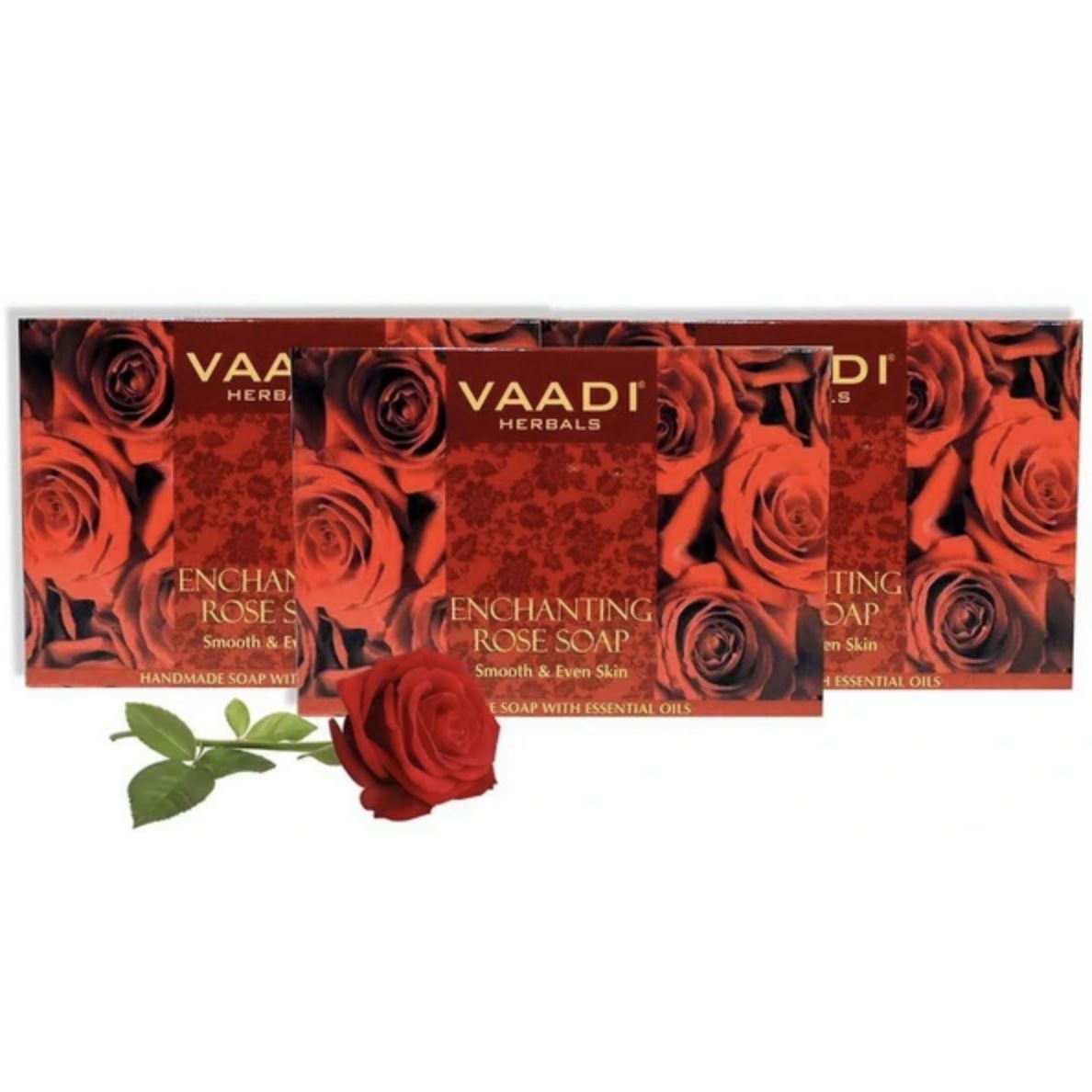 Enchanting Organic Rose Soap with Mulberry Extract - Anti Pigmentation Therapy (3 x 75 gms/2.7 oz) base Vaadi Organics UAE 