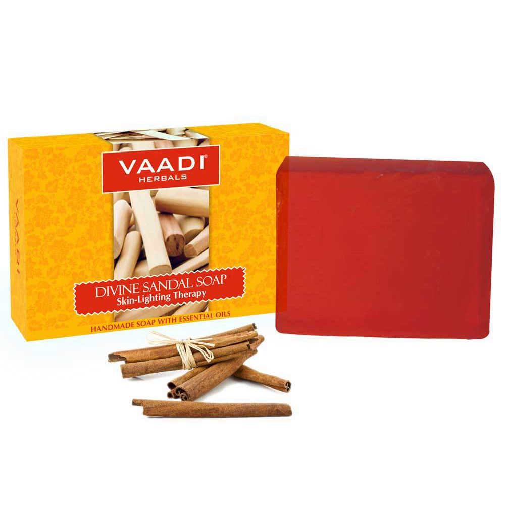 Organic Divine Sandal Soap with Turmeric - Skin Brightening Therapy (75 gms / 2.7 oz) base Vaadi Organics UAE 