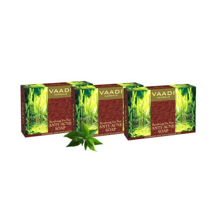 Organic Becalming Tea Tree Soap with Clove Oil - Anti Acne Therapy ( 3 x 75 gms/ 2.7 oz) base Vaadi Organics UAE 