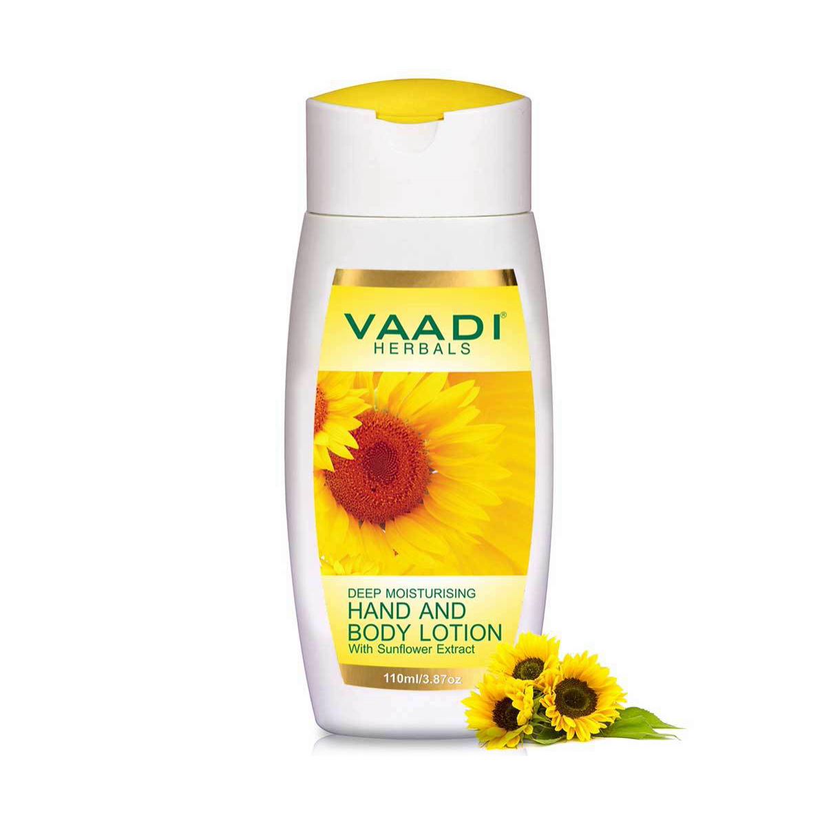 Organic Hand & Body Lotion with Sunflower Extract (110 ml/ 4 fl oz) base Vaadi Organics UAE 