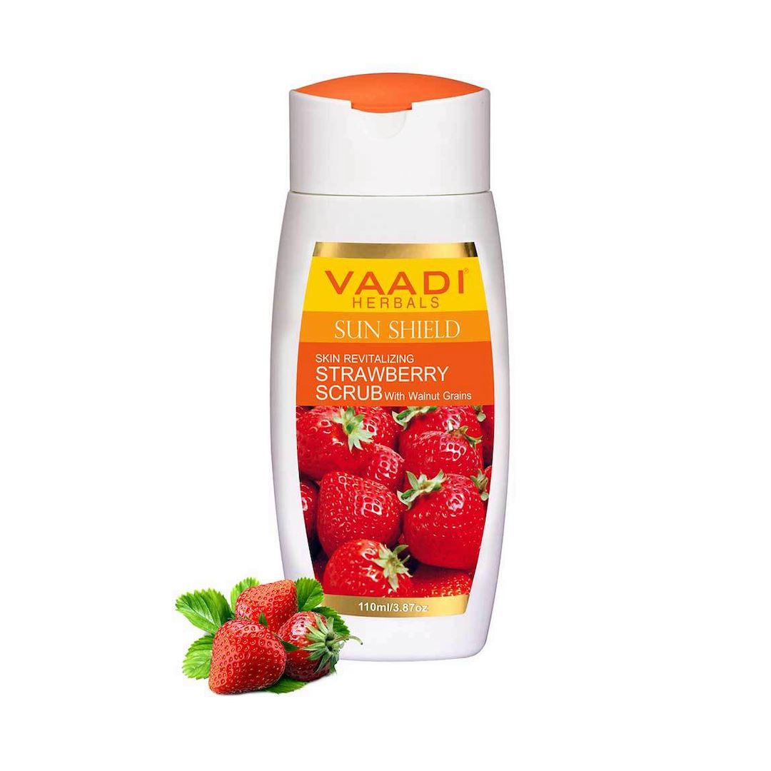 Organic Strawberry Scrub Moisturising Lotion with Walnut Grains (110 ml/ 4 fl oz) base Vaadi Organics UAE 