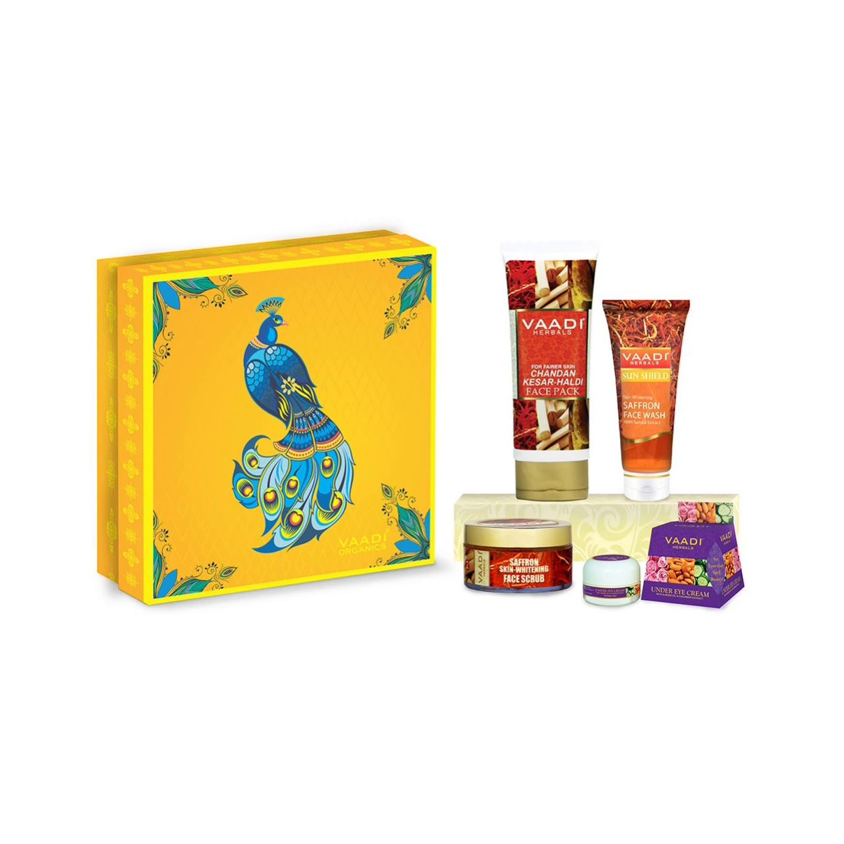 Elegant Organic Beauty Gift Set with the Saffron range for glowing and beautiful skin base Vaadi Organics UAE 