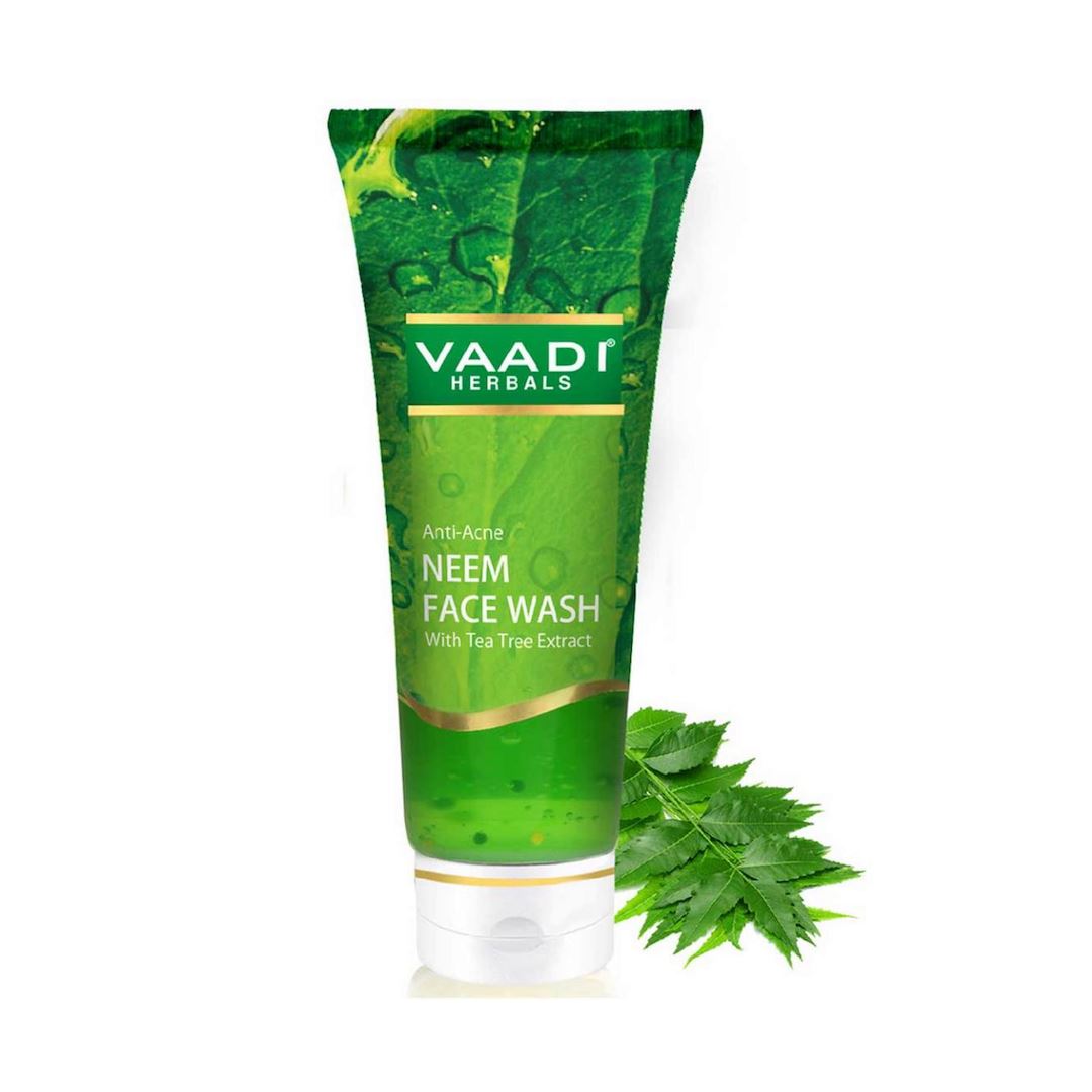 Anti Acne Anti-Bacterial Organic Neem Face Wash with Tea Tree Extract (60 ml/2.1 fl oz) base Vaadi Organics UAE 