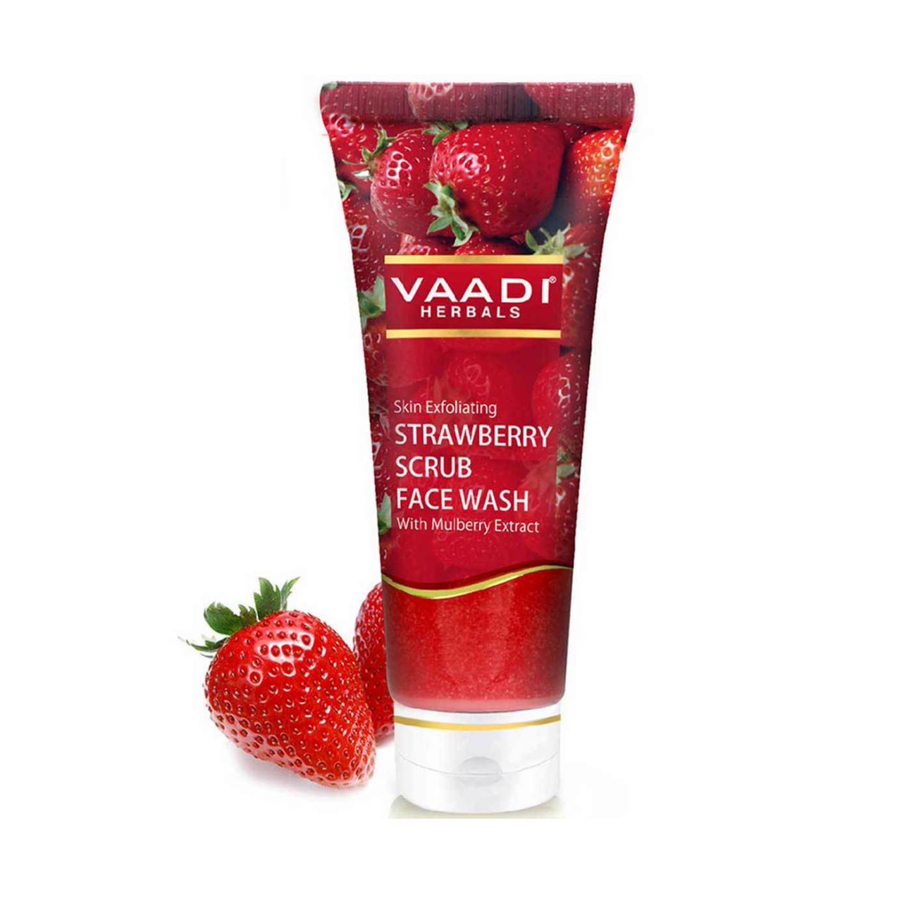 Skin Exfoliating Organic Strawberry Scrub Face Wash with Mulberry Extract (60ml/ 21.1 fl oz) base Vaadi Herbals International 