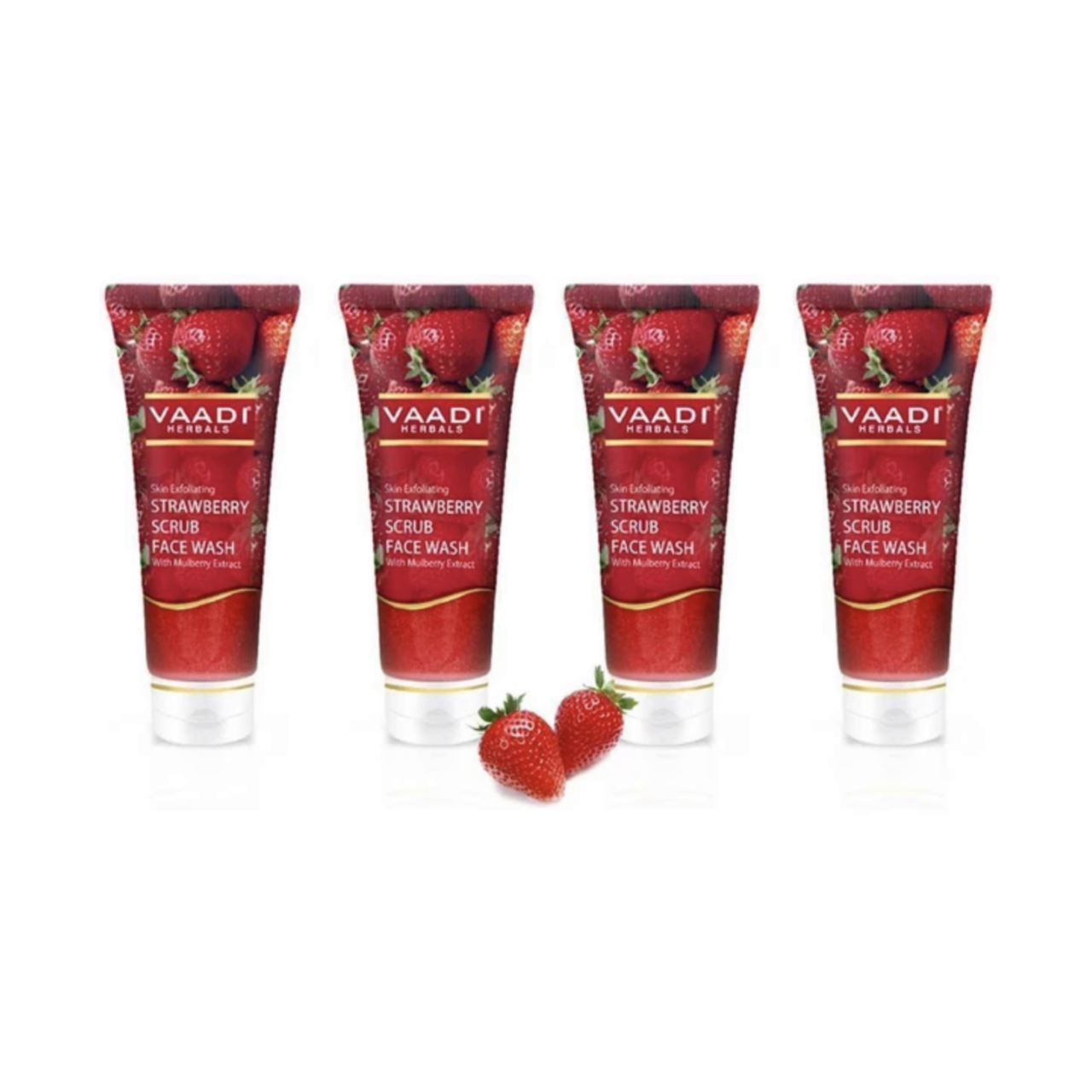 Skin Exfoliating Organic Strawberry Scrub Face Wash with Mulberry Extract (4 x 60ml/ 21.1 fl oz) base Vaadi Herbals International 