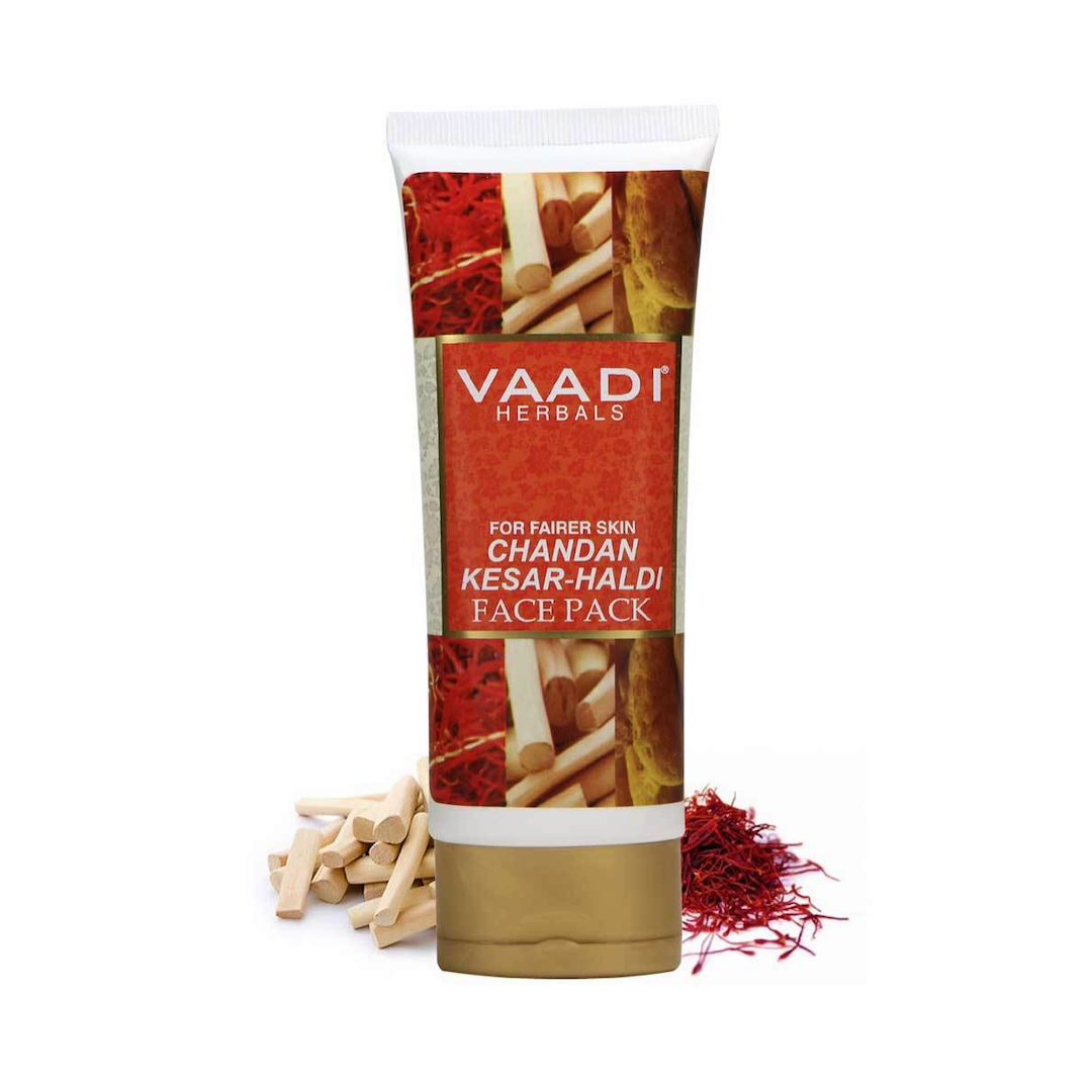 Organic Saffron Sandalwood Face Pack - Removes Marks & Brightens Skin Tone - Rejuvenation & Protects Skin (120 gms/ 4.3 oz) Vaadi Organics UAE 