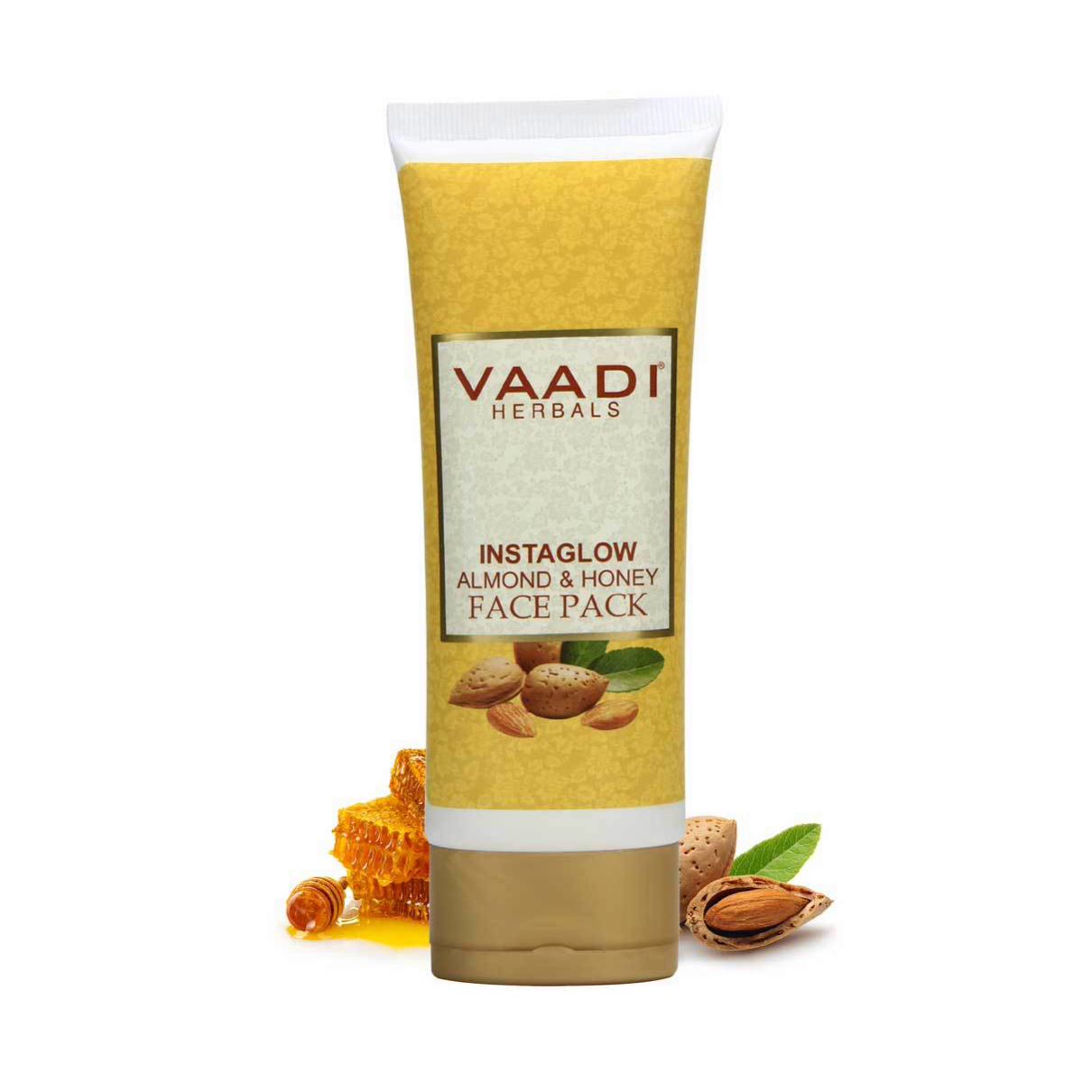 Organic InstaGlow Face Pack with Almond & Honey - Reduces Pigmentation - Gives Instant Glow (120 gms /4.3 oz) Vaadi Organics UAE 