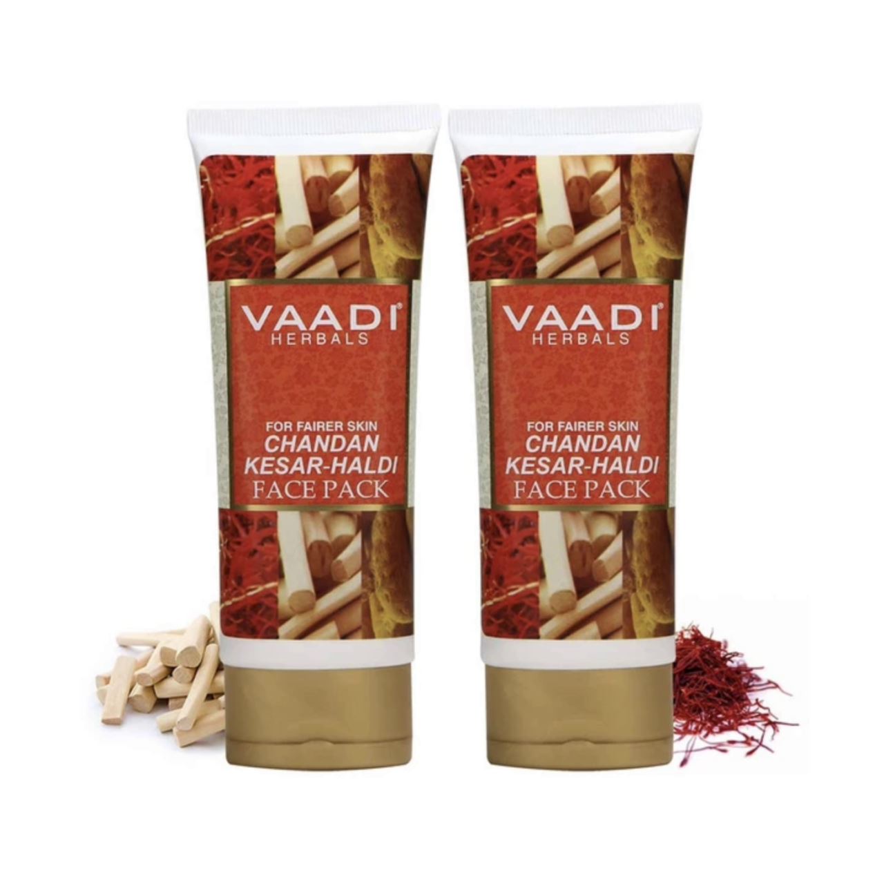 Organic Saffron Sandalwood Rejuvenation Face Pack - Removes Marks and Brightens Skin Tone - Repairs and Protects Skin (2 x 120 gms/ 4.3 oz) Vaadi Organics UAE 