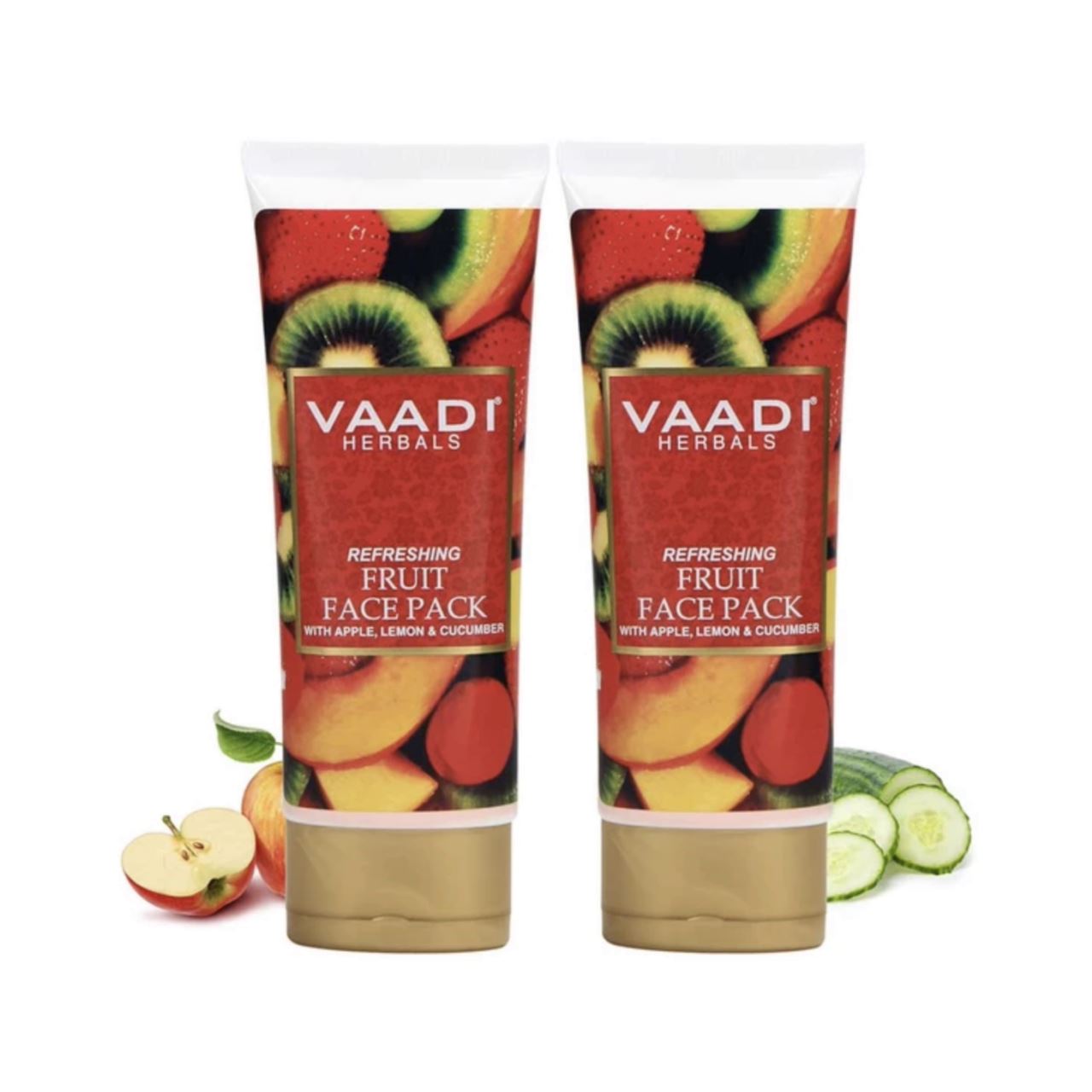 Refreshing Organic Fruit Face Pack with Apple, Lemon & Cucumber - Protects & Revitalizes Skin (2 x 120 gms/ 4.3 oz) Vaadi Organics UAE 